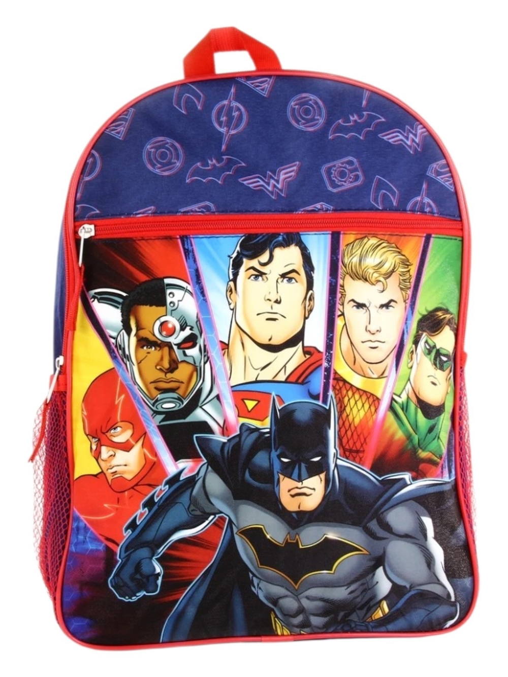 DC Comics Red & Blue Justice League Character Backpack 16"